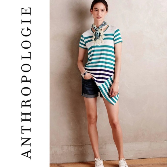 {Little Yellow Button} Striped Asymmetrical Top by Anthropologie - Picture 1 of 9